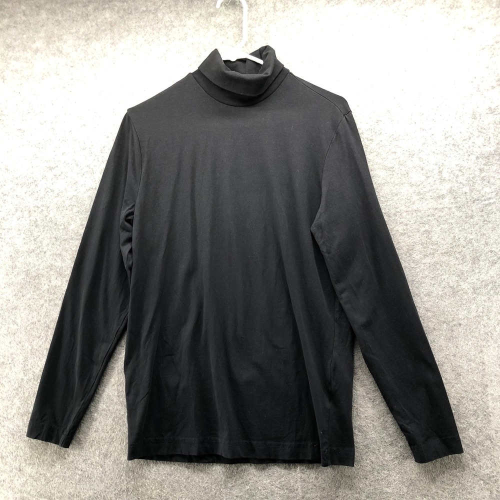 H&M Black Slim Fit Turtleneck Long Sleeve T-Shirt Mens Medium M Stretch Basic